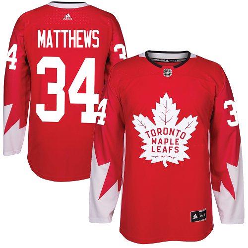 Adidas Maple Leafs #34 Auston Matthews Red Team Canada Authentic Stitched NHL Jersey